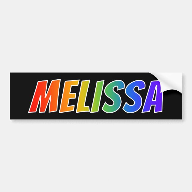 First Name "MELISSA": Fun Rainbow Colouring Bumper Sticker (Front)