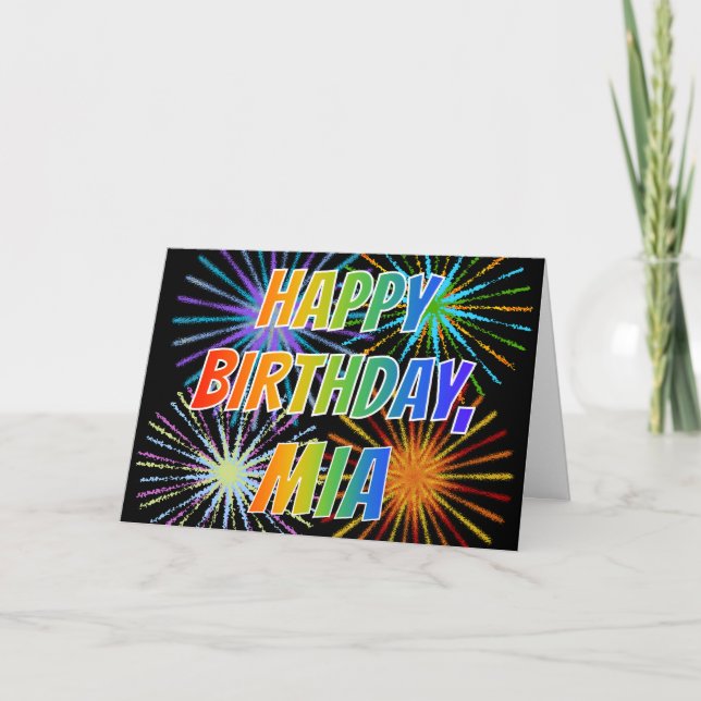 First Name "MIA" Fun "HAPPY BIRTHDAY" Card (Front)