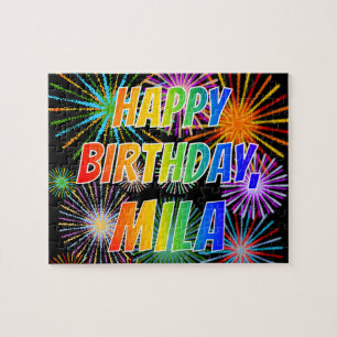 First Name "MILA", Fun "HAPPY BIRTHDAY" Jigsaw Puzzle