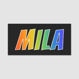 First Name "MILA": Fun Rainbow Colouring Name Tag
