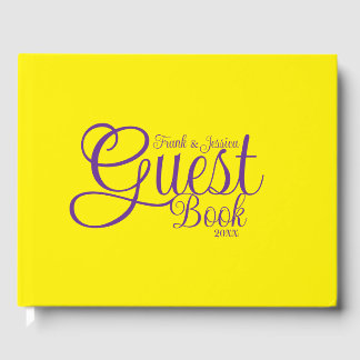 First Name Modern Elegant Purple Calligraphy Text Guest Book