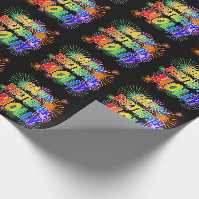 First Name "MOLLY", Fun "HAPPY BIRTHDAY" Wrapping Paper (Corner)