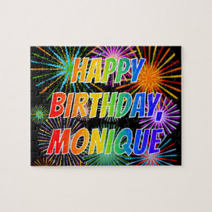 First Name "MONIQUE", Fun "HAPPY BIRTHDAY" Jigsaw Puzzle