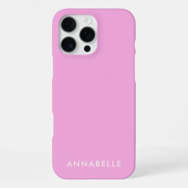 First Name Monogram Minimalist Single Colour Pink iPhone Case (Back)