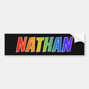 First Name "NATHAN": Fun Rainbow Colouring Bumper Sticker
