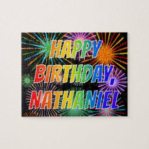 First Name "NATHANIEL", Fun "HAPPY BIRTHDAY" Jigsaw Puzzle