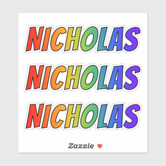 First Name "NICHOLAS" w/ Fun Rainbow Colouring (Sheet)