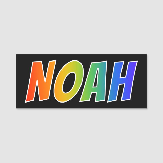 First Name "NOAH": Fun Rainbow Colouring Name Tag (Front)