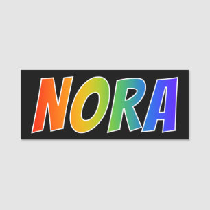 First Name "NORA": Fun Rainbow Colouring Tag