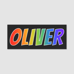 First Name "OLIVER": Fun Rainbow Colouring Tag