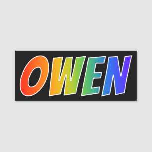 First Name "OWEN": Fun Rainbow Colouring Name Tag