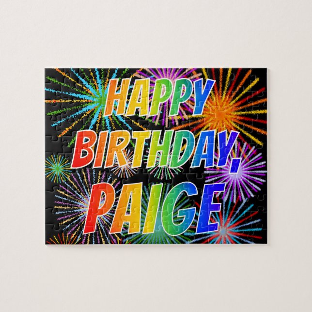 First Name "PAIGE", Fun "HAPPY BIRTHDAY" Jigsaw Puzzle (Horizontal)