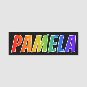 First Name "PAMELA": Fun Rainbow Colouring Name Tag