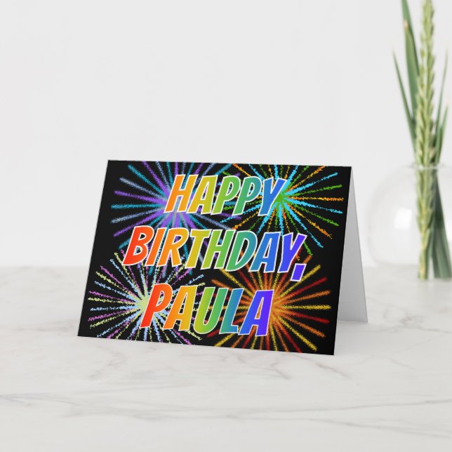 First Name "PAULA" Fun "HAPPY BIRTHDAY" Card (Front)