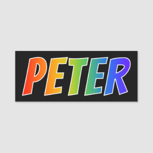 First Name "PETER": Fun Rainbow Colouring Name Tag