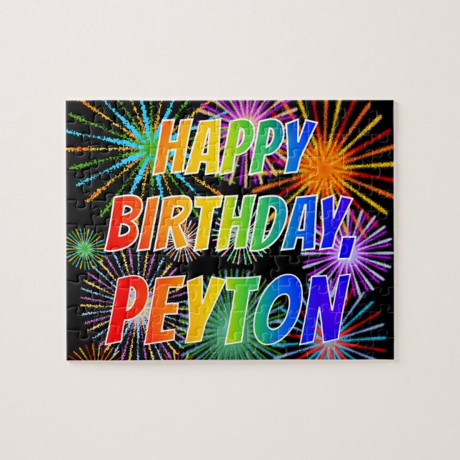 First Name "PEYTON", Fun "HAPPY BIRTHDAY" Jigsaw Puzzle (Horizontal)