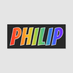First Name "PHILIP": Fun Rainbow Colouring Name Tag