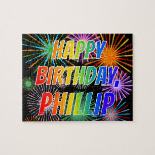 First Name "PHILLIP", Fun "HAPPY BIRTHDAY" Jigsaw Puzzle