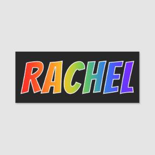 First Name "RACHEL": Fun Rainbow Colouring Name Tag