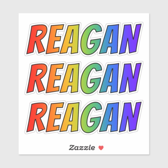 First Name "REAGAN" w/ Fun Rainbow Colouring (Sheet)