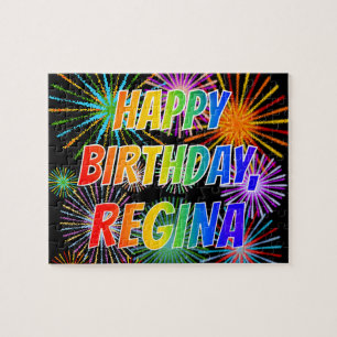First Name "REGINA", Fun "HAPPY BIRTHDAY" Jigsaw Puzzle