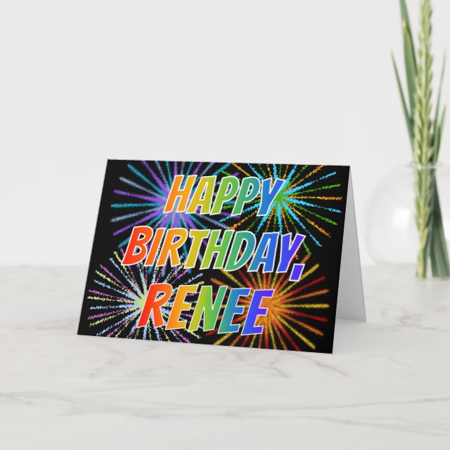 First Name "RENEE" Fun "HAPPY BIRTHDAY" Card (Front)
