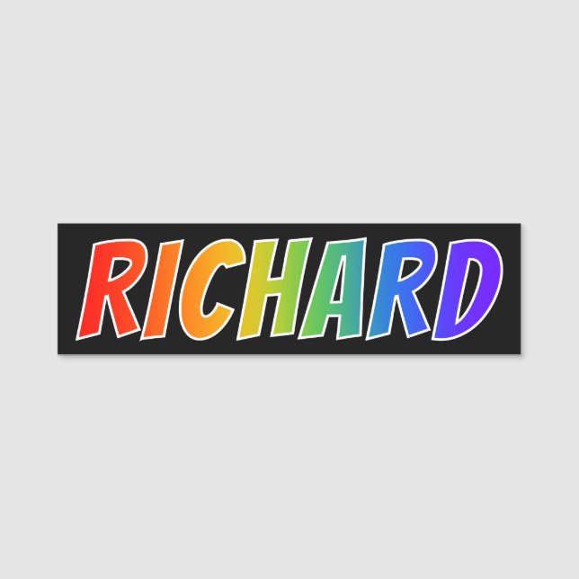 First Name "RICHARD": Fun Rainbow Colouring Tag (Front)