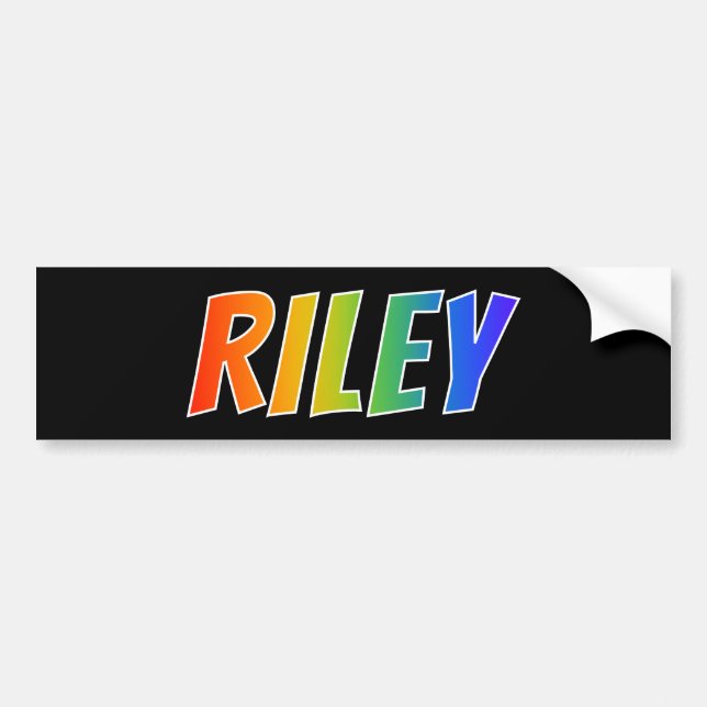First Name "RILEY": Fun Rainbow Colouring Bumper Sticker (Front)