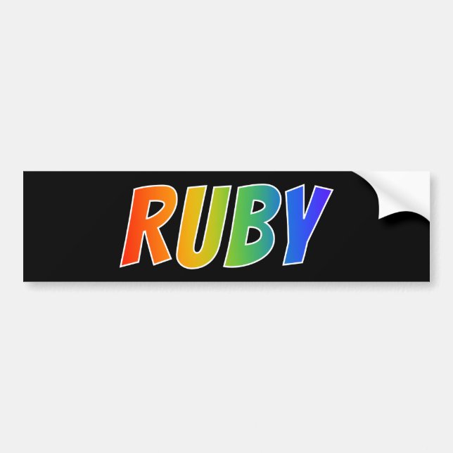 First Name "RUBY": Fun Rainbow Colouring Bumper Sticker (Front)