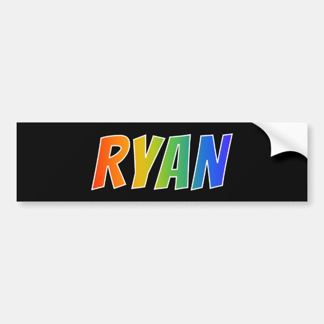 First Name "RYAN": Fun Rainbow Colouring Bumper Sticker (Front)