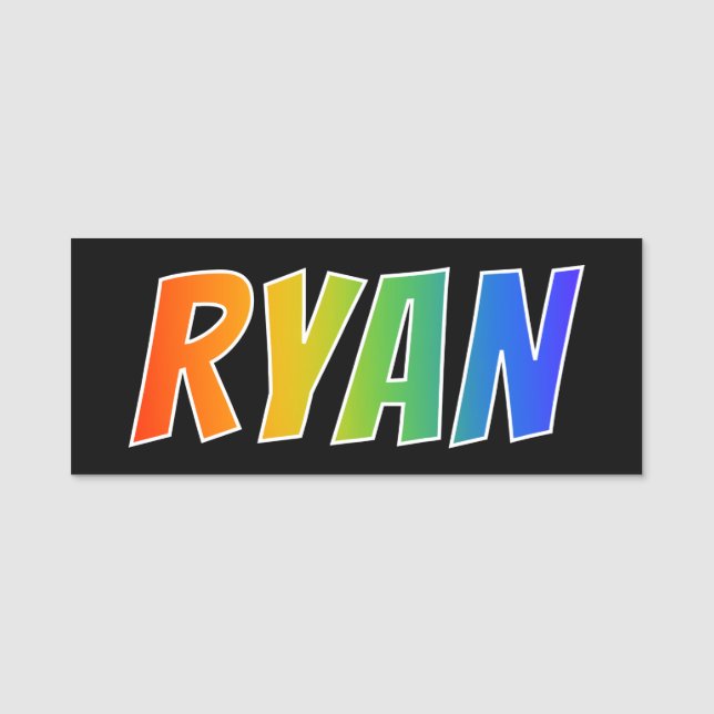 First Name "RYAN": Fun Rainbow Colouring Tag (Front)