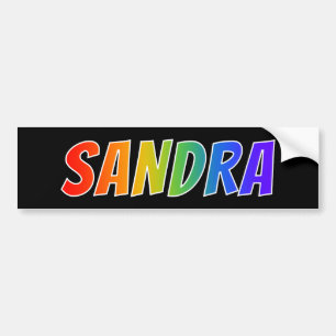 First Name "SANDRA": Fun Rainbow Colouring Bumper Sticker