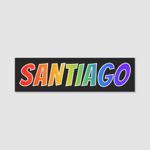 First Name "SANTIAGO": Fun Rainbow Colouring Name Tag