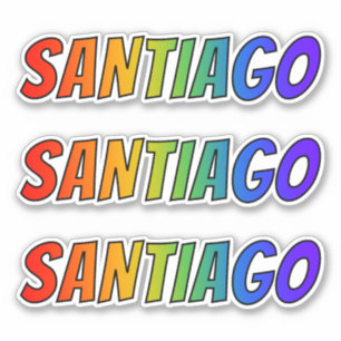 First Name "SANTIAGO" w/ Fun Rainbow Colouring
