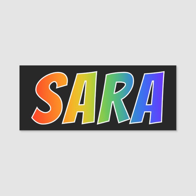 First Name "SARA": Fun Rainbow Colouring Tag (Front)