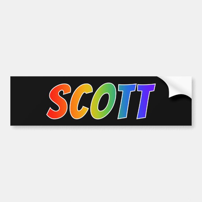 First Name "SCOTT": Fun Rainbow Colouring Bumper Sticker (Front)