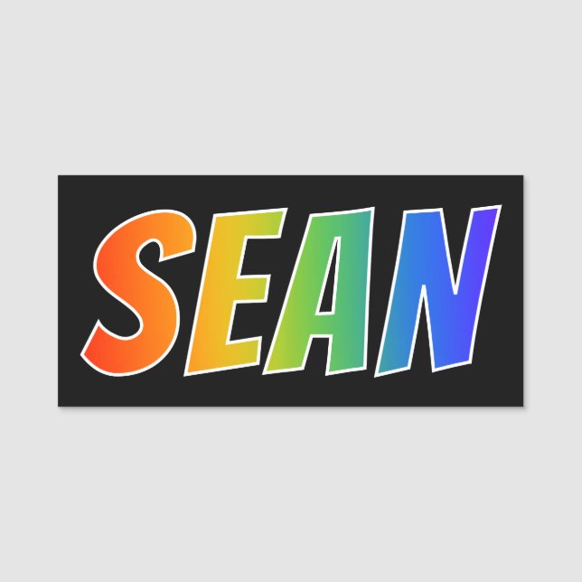 First Name "SEAN": Fun Rainbow Colouring Tag (Front)