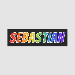 First Name "SEBASTIAN": Fun Rainbow Colouring Name Tag