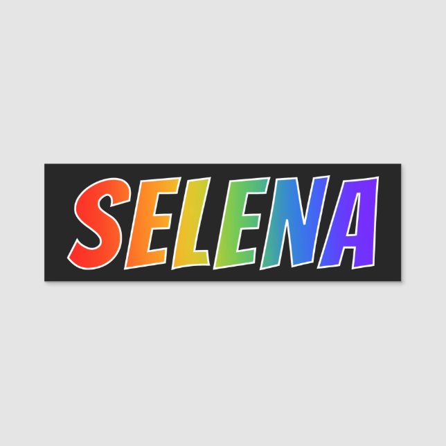 First Name "SELENA": Fun Rainbow Colouring Tag (Front)