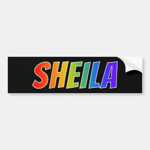 First Name "SHEILA": Fun Rainbow Colouring Bumper Sticker
