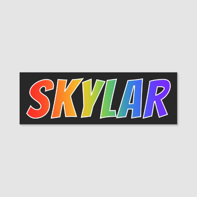 First Name "SKYLAR": Fun Rainbow Colouring Name Tag (Front)