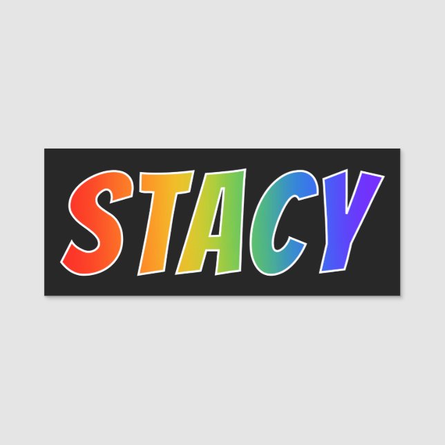 First Name "STACY": Fun Rainbow Colouring Tag (Front)