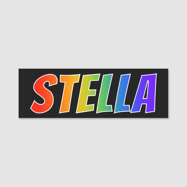First Name "STELLA": Fun Rainbow Colouring Name Tag (Front)