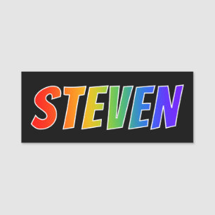 First Name "STEVEN": Fun Rainbow Colouring Tag