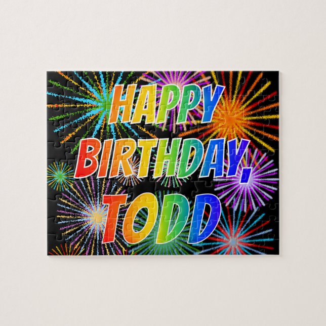 First Name "TODD", Fun "HAPPY BIRTHDAY" Jigsaw Puzzle (Horizontal)