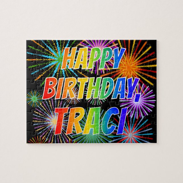 First Name "TRACI", Fun "HAPPY BIRTHDAY" Jigsaw Puzzle (Horizontal)