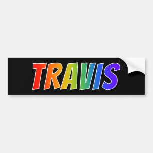 First Name "TRAVIS": Fun Rainbow Colouring Bumper Sticker