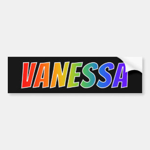 First Name "VANESSA": Fun Rainbow Colouring Bumper Sticker