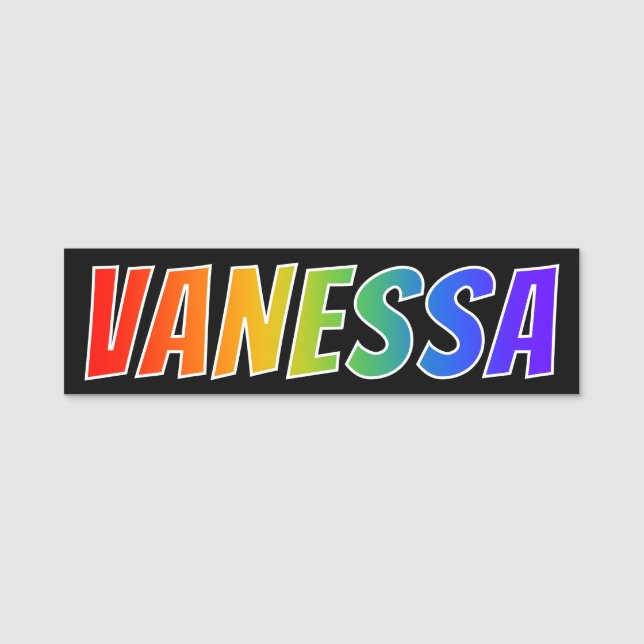 First Name "VANESSA": Fun Rainbow Colouring Tag (Front)