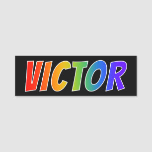 First Name "VICTOR": Fun Rainbow Colouring Tag